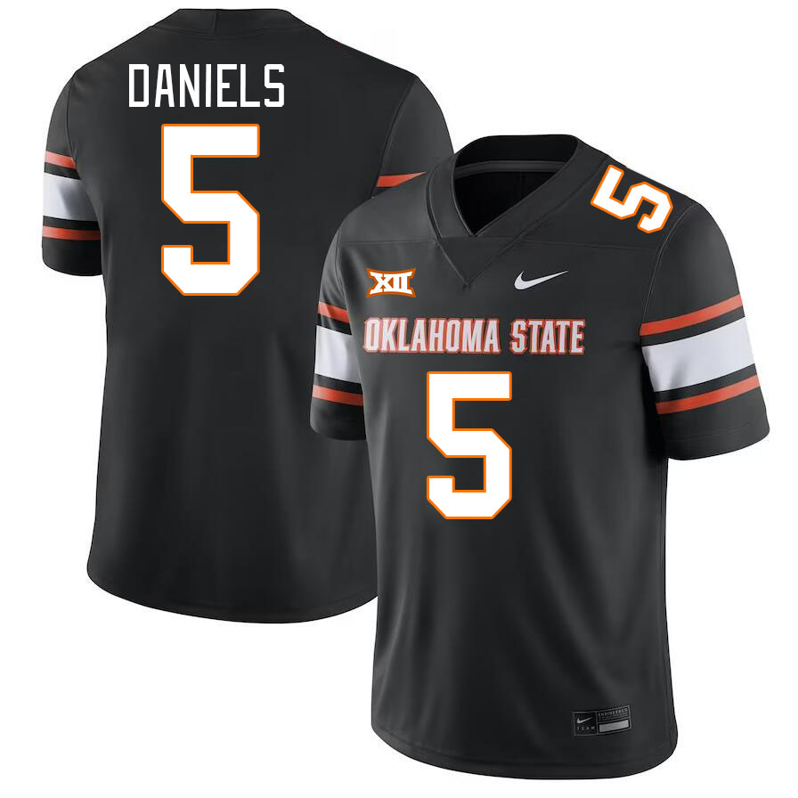 Oklahoma State Cowboys #5 Kendal Daniels College Football Jerseys Stitched Sale-Black